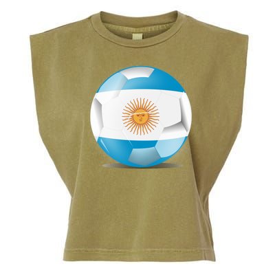 Soccer Ball Country Flag Argentina Garment-Dyed Women's Muscle Tee