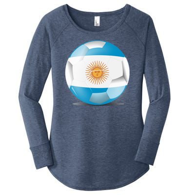 Soccer Ball Country Flag Argentina Women's Perfect Tri Tunic Long Sleeve Shirt