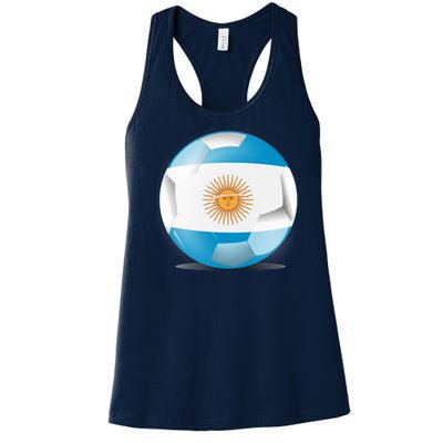 Soccer Ball Country Flag Argentina Women's Racerback Tank