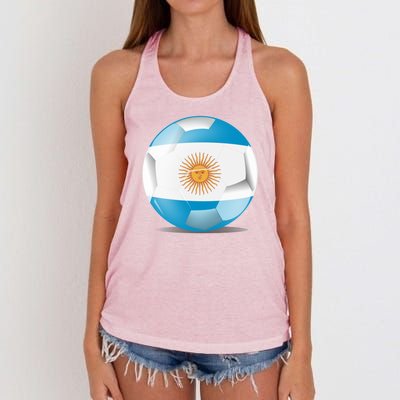 Soccer Ball Country Flag Argentina Women's Knotted Racerback Tank