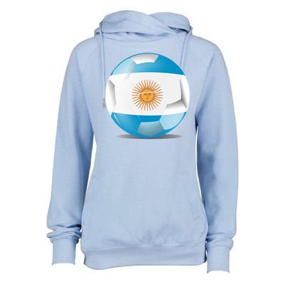 Soccer Ball Country Flag Argentina Womens Funnel Neck Pullover Hood