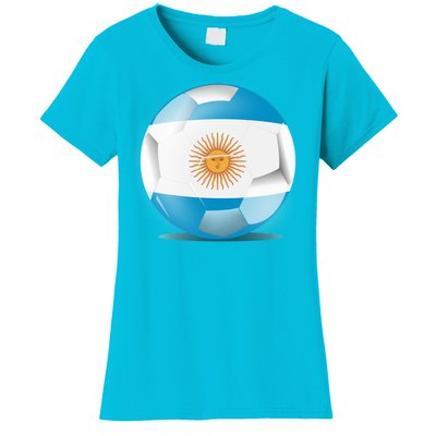 Soccer Ball Country Flag Argentina Women's T-Shirt