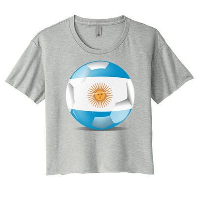 Soccer Ball Country Flag Argentina Women's Crop Top Tee