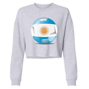 Soccer Ball Country Flag Argentina Cropped Pullover Crew