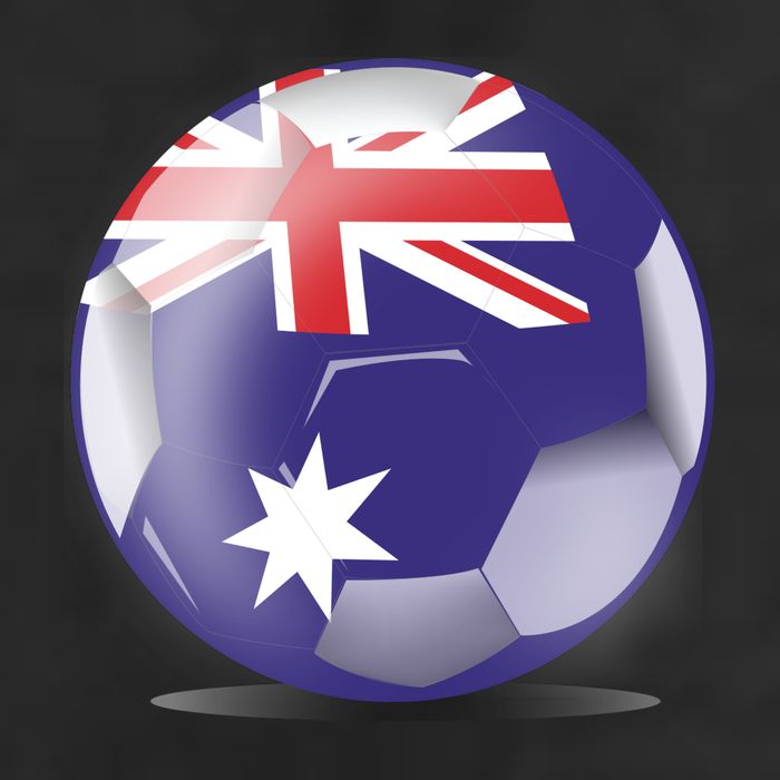 Soccer Ball Country Flag Australia 7 Panel Mesh Trucker Snapback Hat