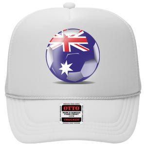 Soccer Ball Country Flag Australia High Crown Mesh Back Trucker Hat