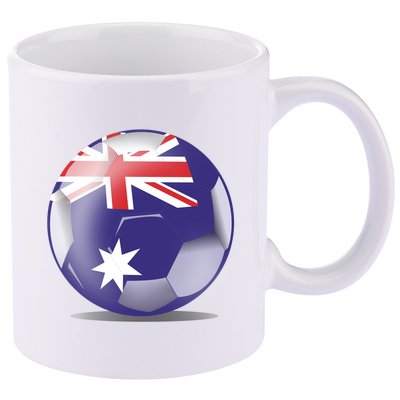Soccer Ball Country Flag Australia 11oz C Handle Ceramic Mug