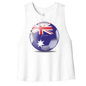 Soccer Ball Country Flag Australia Women's Racerback Cropped Tank