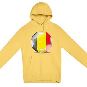 Soccer Ball Country Flag Belgium Premium Pullover Hoodie