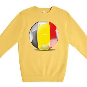 Soccer Ball Country Flag Belgium Premium Crewneck Sweatshirt