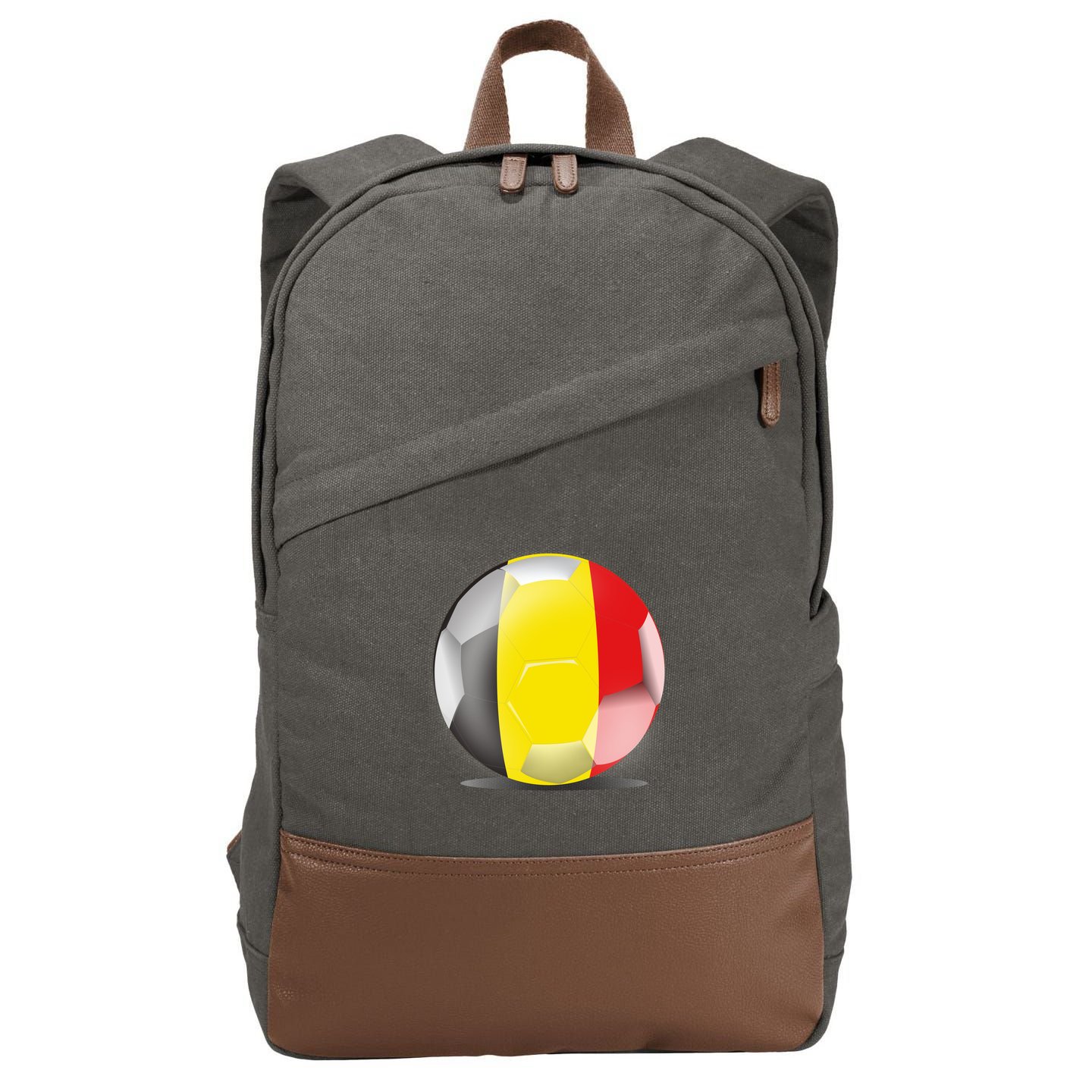 Soccer Ball Country Flag Belgium Cotton Canvas Backpack