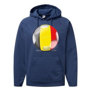 Soccer Ball Country Flag Belgium Performance Fleece Hoodie