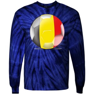 Soccer Ball Country Flag Belgium Tie-Dye Long Sleeve Shirt