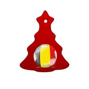 Soccer Ball Country Flag Belgium Ceramic Tree Ornament