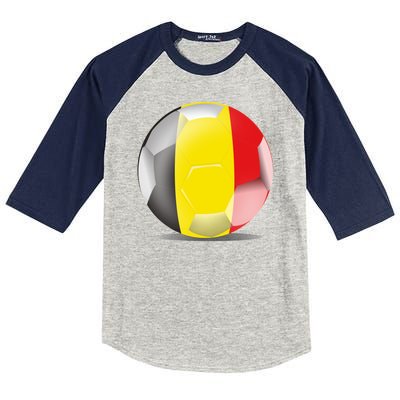 Soccer Ball Country Flag Belgium Kids Colorblock Raglan Jersey