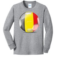 Soccer Ball Country Flag Belgium Kids Long Sleeve Shirt