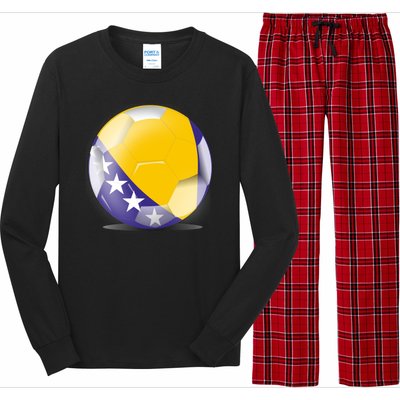 Soccer Ball Country Flag Bosnia Herzegovina Long Sleeve Pajama Set