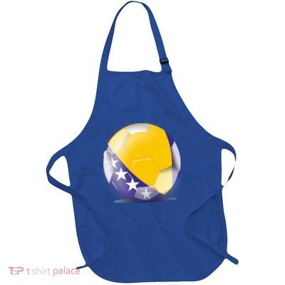 Soccer Ball Country Flag Bosnia Herzegovina Full-Length Apron With Pockets