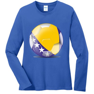 Soccer Ball Country Flag Bosnia Herzegovina Ladies Long Sleeve Shirt