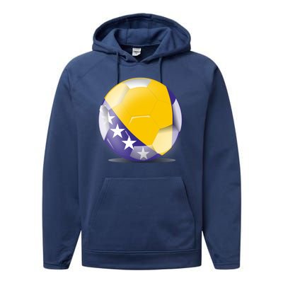 Soccer Ball Country Flag Bosnia Herzegovina Performance Fleece Hoodie