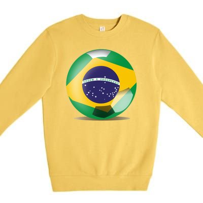 Soccer Ball Country Flag Brazil Premium Crewneck Sweatshirt