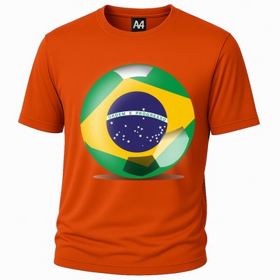 Soccer Ball Country Flag Brazil Cooling Performance Crew T-Shirt