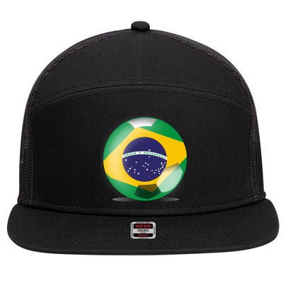 Soccer Ball Country Flag Brazil 7 Panel Mesh Trucker Snapback Hat