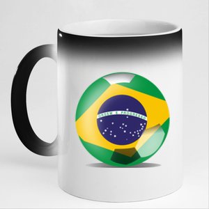 Soccer Ball Country Flag Brazil 11oz Black Color Changing Mug