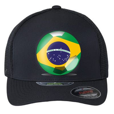 Soccer Ball Country Flag Brazil Flexfit Unipanel Trucker Cap