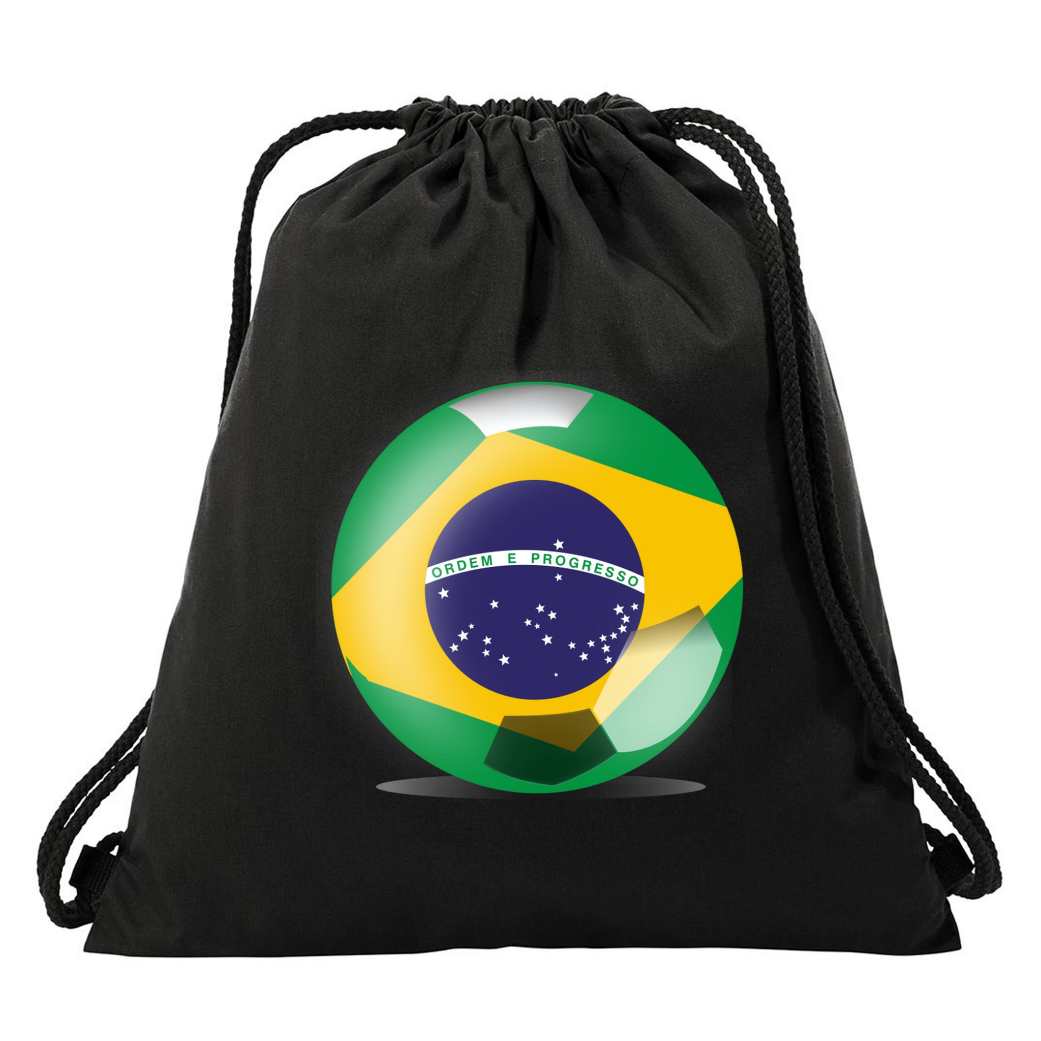 Soccer Ball Country Flag Brazil Drawstring Bag