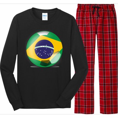 Soccer Ball Country Flag Brazil Long Sleeve Pajama Set