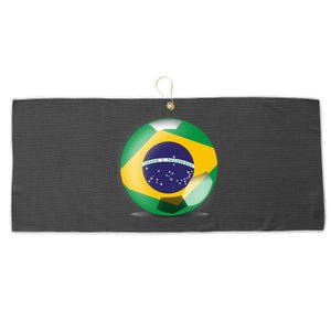 Soccer Ball Country Flag Brazil Large Microfiber Waffle Golf Towel