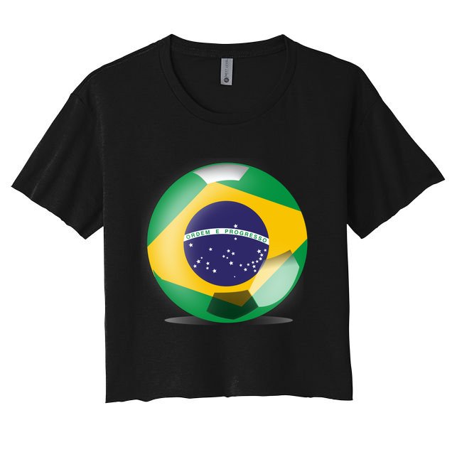 Soccer Ball Country Flag Brazil Crop Top