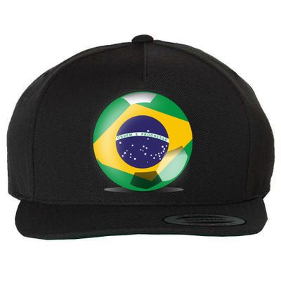 Soccer Ball Country Flag Brazil Wool Snapback Cap