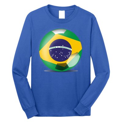 Soccer Ball Country Flag Brazil Long Sleeve Shirt