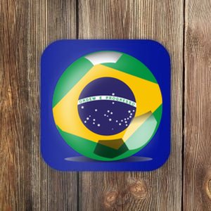 Soccer Ball Country Flag Brazil Coaster