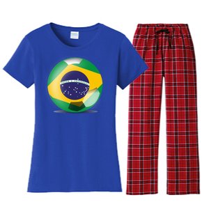 Soccer Ball Country Flag Brazil Women's Flannel Pajama Set