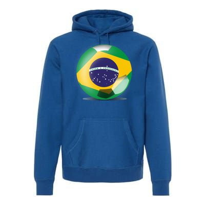 Soccer Ball Country Flag Brazil Premium Hoodie