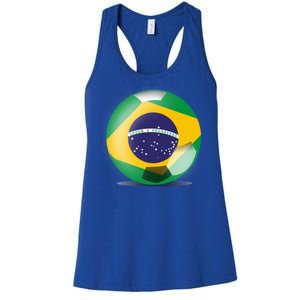 Soccer Ball Country Flag Brazil Women's Racerback Tank