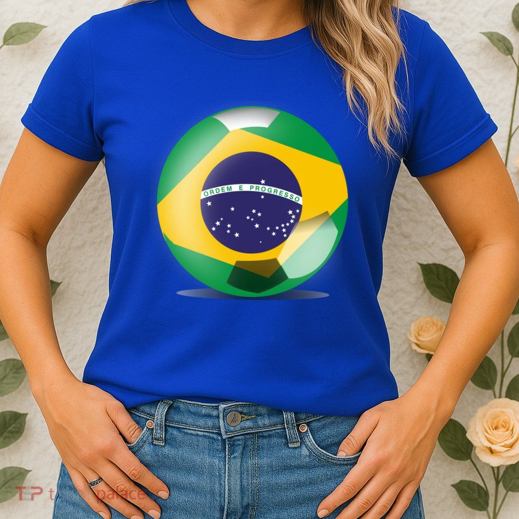 Soccer Ball Country Flag Brazil Womens T-Shirt