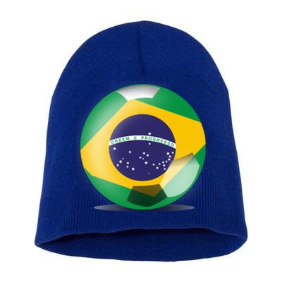 Soccer Ball Country Flag Brazil Short Acrylic Beanie