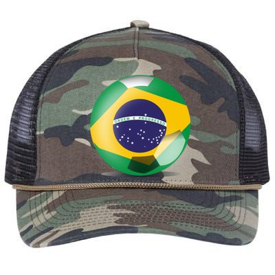 Soccer Ball Country Flag Brazil Retro Rope Trucker Hat Cap