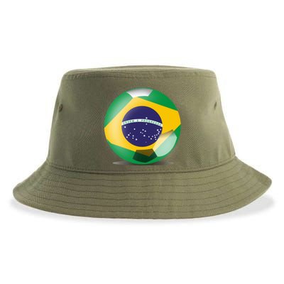 Soccer Ball Country Flag Brazil Sustainable Bucket Hat