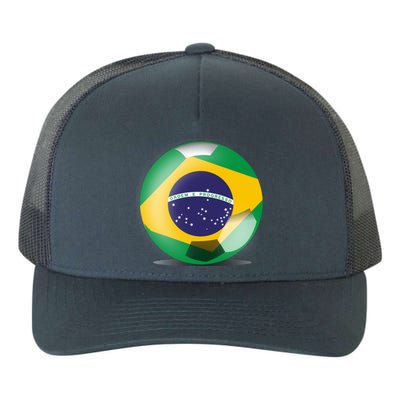 Soccer Ball Country Flag Brazil Yupoong Adult 5-Panel Trucker Hat