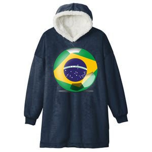 Soccer Ball Country Flag Brazil Hooded Wearable Blanket