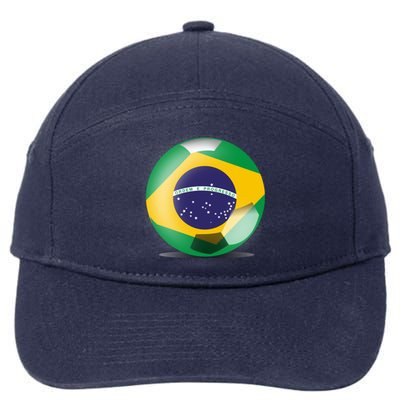 Soccer Ball Country Flag Brazil 7-Panel Snapback Hat