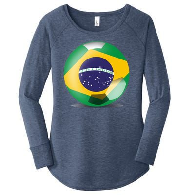 Soccer Ball Country Flag Brazil Women's Perfect Tri Tunic Long Sleeve Shirt