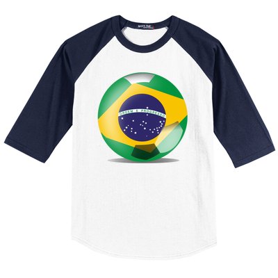 Soccer Ball Country Flag Brazil Baseball Sleeve Shirt