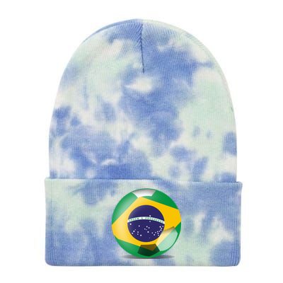 Soccer Ball Country Flag Brazil Tie Dye 12in Knit Beanie