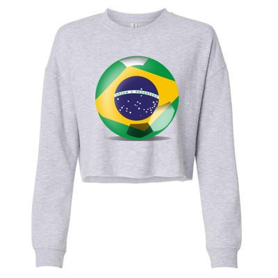 Soccer Ball Country Flag Brazil Cropped Pullover Crew